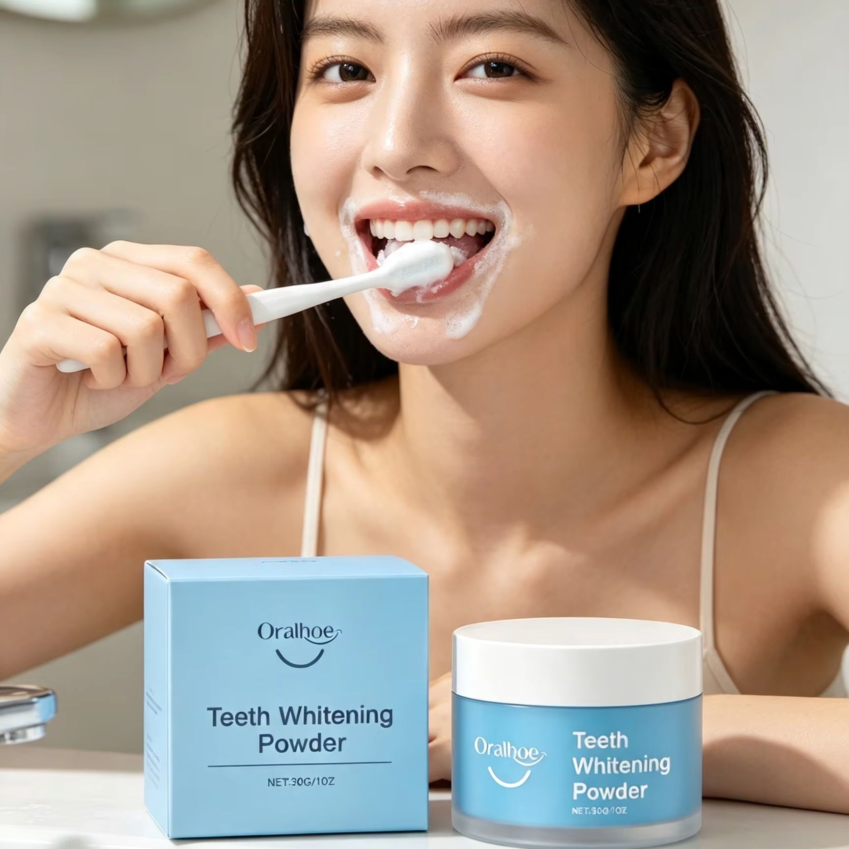 Teeth Paint Whitening - Oralhoe Zahnpulver zum Zähneputzen, Fleckenentferner, Tiefenreinigung,