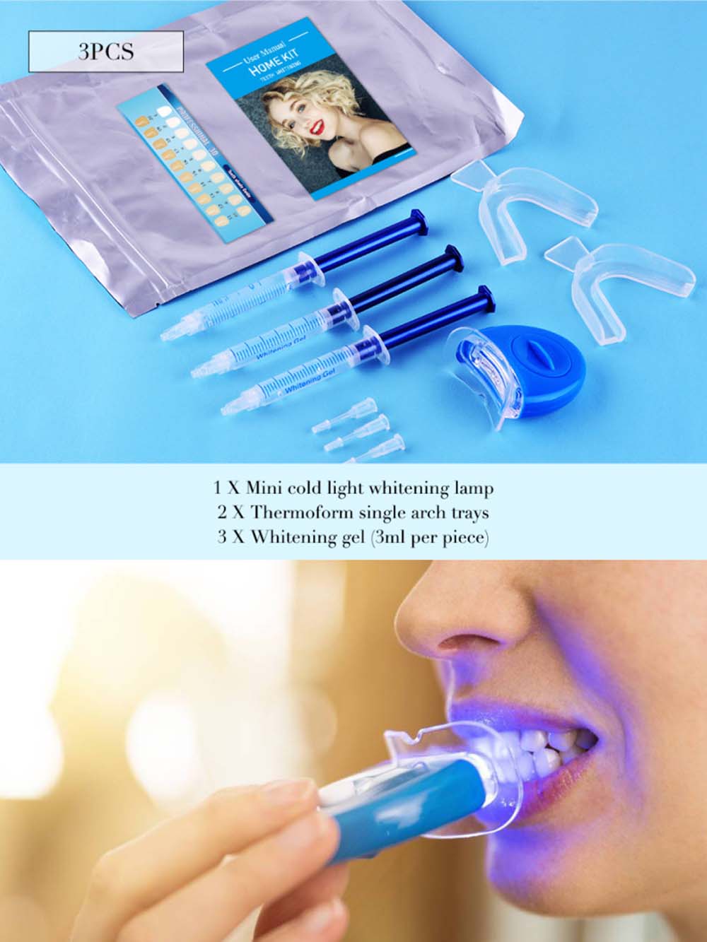 Teeth Whitening With Peroxide - Hochwertiges Peroxid-Zahnaufhellungsgel-Set, Bleichsystem, helles weißes Lächeln,