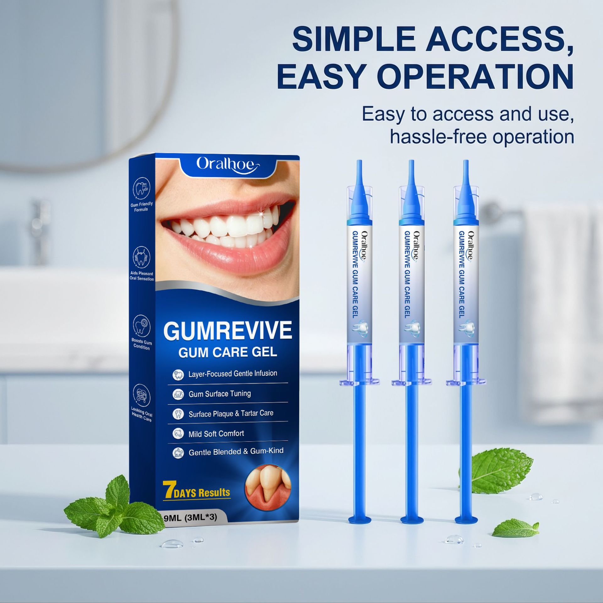 Teeth Whitening With Peroxide - Mundpflege-Gel 3-teiliges Zahnfleisch-Reinigungsspritzen-Set, Sanftes Zahn- und