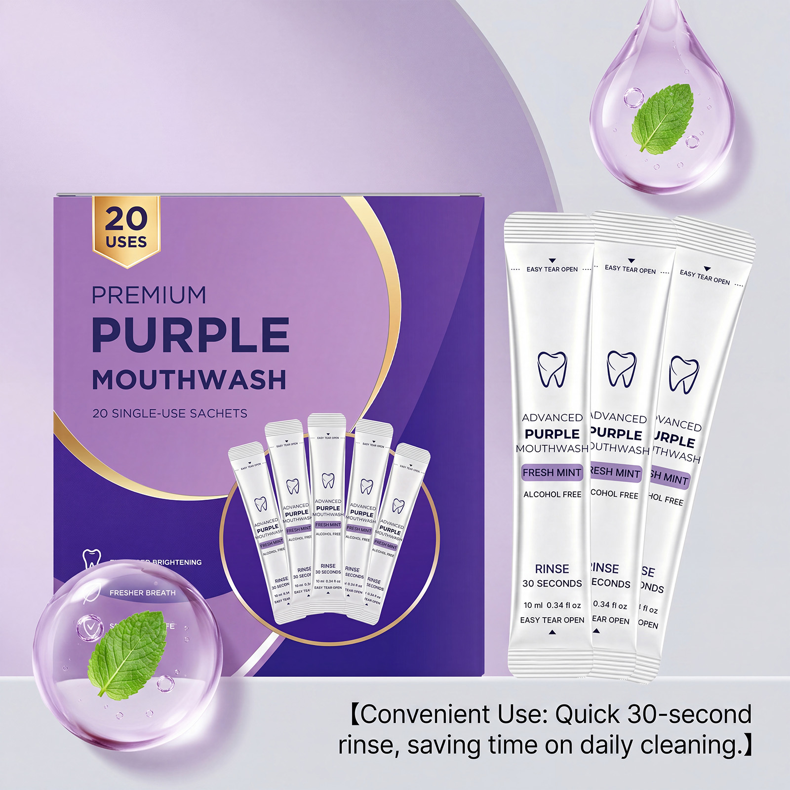 20/40er Pack Lila Mundwasser z – Teeth Whitening Gum Bewertung und Preis